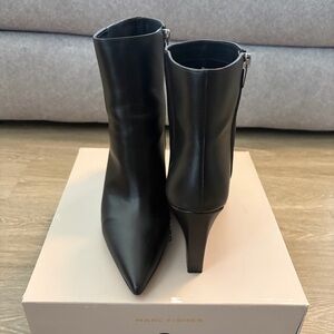 Marc Fisher Sleek Black Leather Wedge Boots
